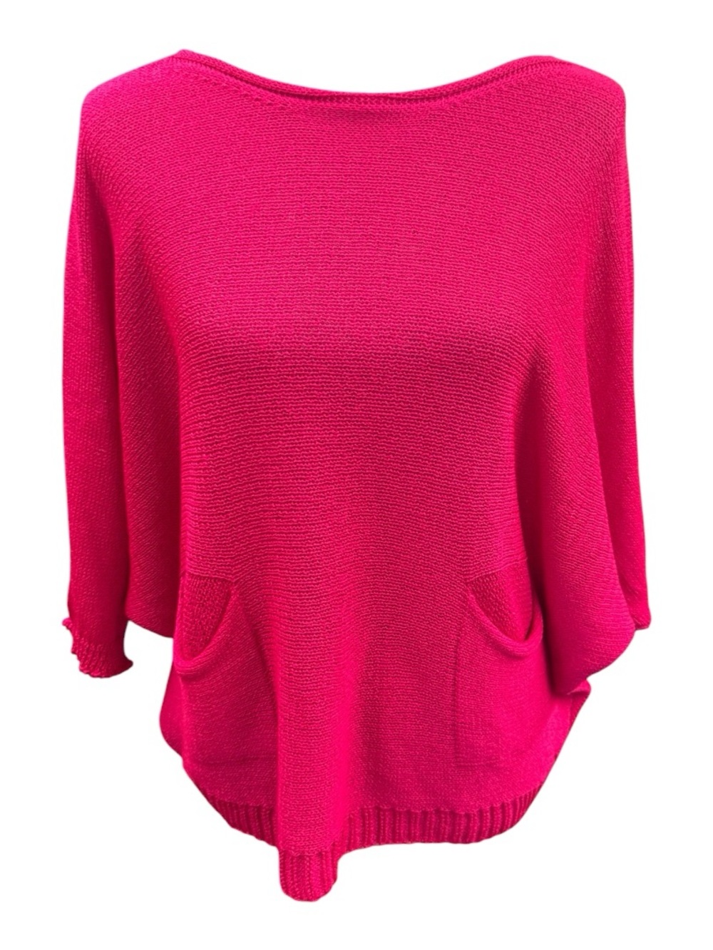 NWT Moda Hot Pink Off-the-Shoulder Knit Sweater with Pockets
